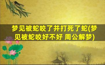 梦见被蛇咬了并打死了蛇(梦见被蛇咬好不好 周公解梦)